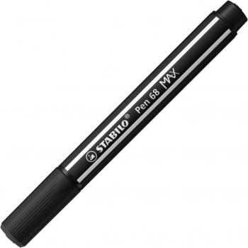 Rotulador Stabilo Pen 68 Max Negro - Pack de 5 unidades con punta de fibra biselada y tinta a base de agua