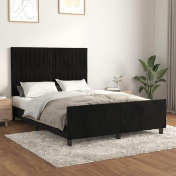 Cama solar sin colchón negro 140x190 cm en terciopelo, Estructura de cama con cabecero de terciopelo negro 140x190 cm Vidaxl Negro, Día y Noche - Día y Noche