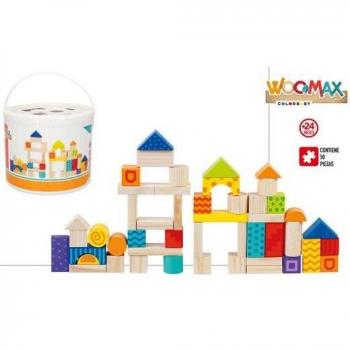 Woomax - Juego Bloques de Madera 50 Piezas +24 Meses
