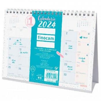 Finocam Chic Turquesa Calendario de Sobremesa para Escribir 2024, Tamaño S (210x150 mm), Español (Enero 2024 - Diciembre 2024)