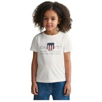 Camiseta Infantil Unisex Gant Archive Shield de Algodón Orgánico Sostenible, Manga Corta, Blanco (3/4 años = 98/104 cm)