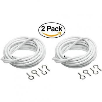 XFORT® Alambre para Cortinas de 2 Paquetes con 4 Pares de Ganchos y Ojos, Alambre para Cortinas de Red, Colgar Cortinas de Red Alrededor de su hogar.