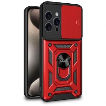 Cool Carcasa Hard Ring Roja para iPhone 15 Pro Max - Funda rígida con anillo, color rojo, diseñada específicamente para el modelo iPhone 15 Pro Max de Apple