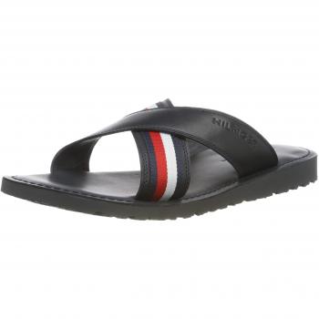 Tommy Hilfiger Criss Cross Leather Sandal, Chanclas para Hombre, Azul