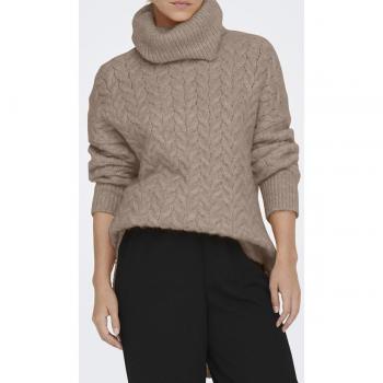 Jersey largo de cuello alto Only Trudy Moca