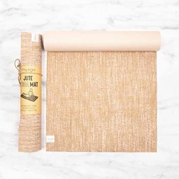 Myga Jute Yoga Mat - Non Slip Exercise Mat for Yoga, Pilates, Meditation and Fitness - Eco Friendly Yoga Mat for Men and Women - Ideal for Home, Gym & Travel - White