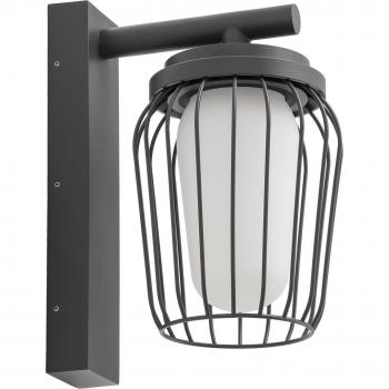 Aplique de exterior Lucande Chandan, 30 cm, gris oscuro, aluminio, moderno, 1 llama E27
