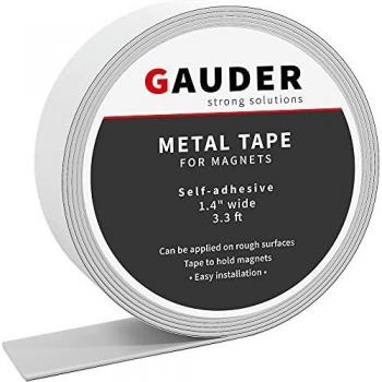 GAUDER Cinta Metálica Autoadhesiva | Cinta de Acero para Imanes | Tira Metalica de Acero