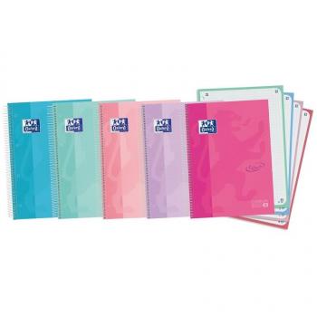 Cuaderno Espiral Europeanbook 4 A5+ 120H Cuadricula 5x5 Touch Pastel