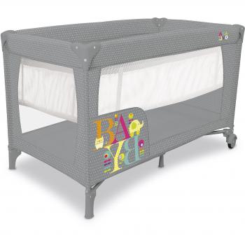ASALVO Cuna de viaje 120x60 Smooth para bebé y niños de 0 a 15kg /2 EN 1, Cuna y Parque, Plegable en 30 segundos con Altura ajustable, Gris Baby