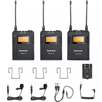 Saramonic UWMIC9 Kit 2 TX9+TX9+RX9 - Sistema de Micrófono Inalámbrico, Color Negro, 2 Bodypack TX + 1 RX