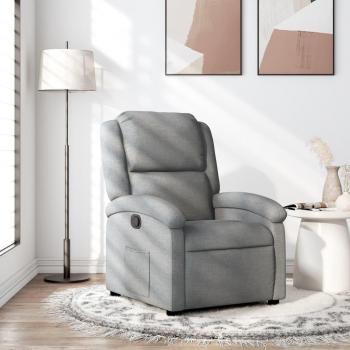 Sillón reclinable de tela en gris claro, gris oscuro y negro - Sillón cómodo para dormitorio y sala de estar, ideal para relajarse