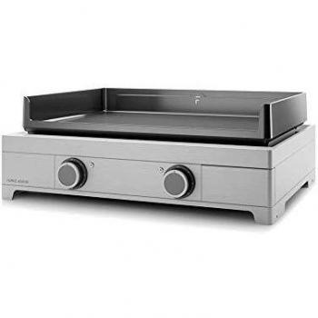 Plancha eléctrica Modern 60 acero inoxidable de Forge Adour, modelo MODERNE60I, con placa de hierro fundido esmaltado, potencia de 3200W y dimensiones de 60x41cm