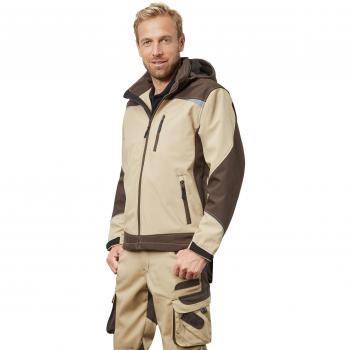PIONIER 5866-l al aire libre chaqueta softshell, Beige/Marrón, tamaño grande