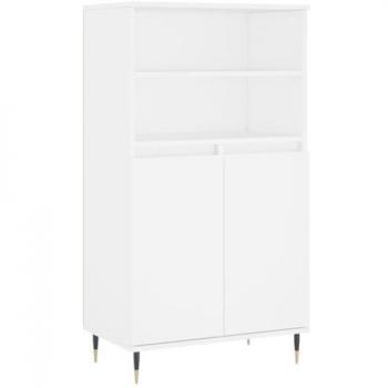 Aparador alto de madera contrachapada blanco 60x36x110 cm, mueble de almacenaje para salón, buffet, armario auxiliar y armario de almacenamiento