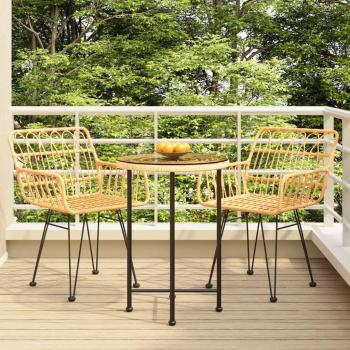 vidaXL 3 Piece Garden Dining Set Poly Rattan - Characteristics: Includes a table and two chairs, made of durable poly rattan material, weather-resistant, easy to clean, suitable for outdoor use, modern design