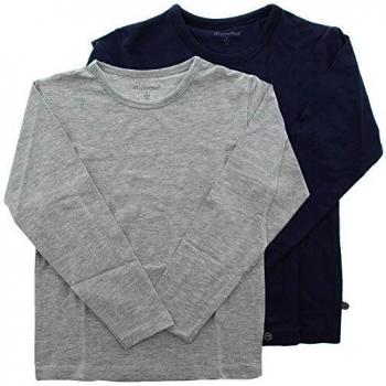 Camiseta de Manga Larga Básica MINYMO para Niños (Pack de 2) - Color Azul Marino, Talla 104 EU, Composición: 95% Algodón y 5% Elastano, Corte Regular