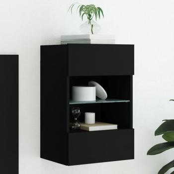 Mueble de TV de pared con luces LED vidaXL, color negro, dimensiones 40x30x60,5 cm, ideal para salón y televisor