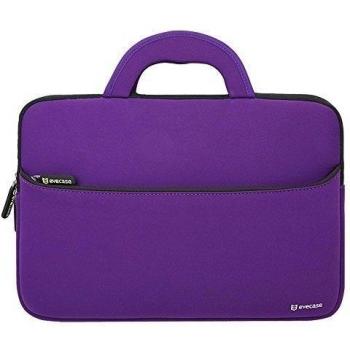 Evecase - Estuche Maletín Universal de neopreno con manija para Laptop de 14 a 15 pulgadas, color Morado con Negro