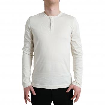 Dolce & Gabbana Off White Cotton Henley Pullover Sweater - IT48 | M