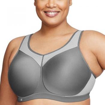 Glamorise High-Impact Seamless Sports Bra with WonderWire Technology - Gray Women's Underwear