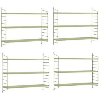 Juego de 4 estanterías de pared Strängnäs acero 50x60x15 cm - Verde oliva