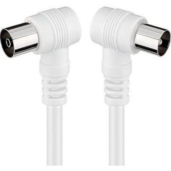 Goobay 11524 - Cable coaxial de 10 m/Macho y Hembra/Conector antena TV/Angulo 90 grado/Blanco