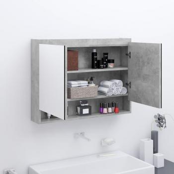 SUNG-LL Armario de espejo de baño MDF gris hormigón 80x15x60 cm