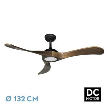 Ventilador de Techo FABRILAMP Castelo con Aspas Negras/Roble y Control Remoto