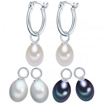 Pendientes de Perlas de Agua Dulce en Plata Esterlina - Aros de 1 ct para Dama