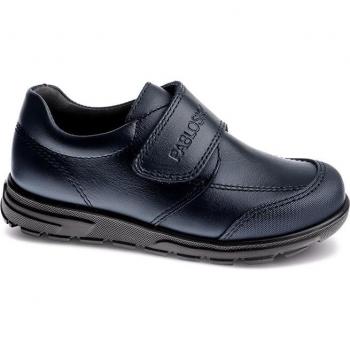 Mocasines de niño Pablosky 334520 de piel con cierre adherente en color azul marino