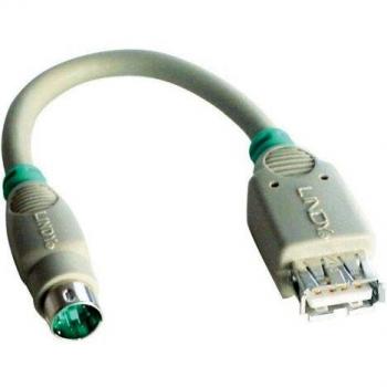 Lindy USB - PS/2 Port Adapter USB-A FM 6-Pin Mini DIN M Gris - Adaptador para Cable