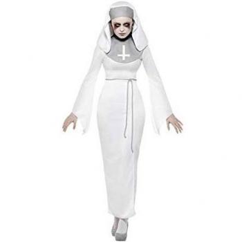 Smiffys 47570S - Disfraz de monja de asylum encantada, para mujer, color blanco