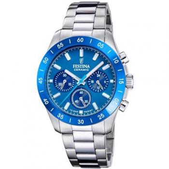 Reloj Festina Ceramic F20693/4 Azul, Cronógrafo, Acero Inoxidable y Cerámica