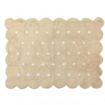 Aratextil. Alfombra Infantil 100% Algodón Lavable en Lavadora Colección Cookie Beige 120x160 cms