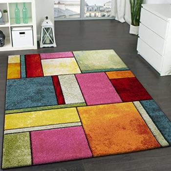 Alfombra Moderna Moteada Multicolor 80x300 cm - Verde, Azul, Naranja, Rosa