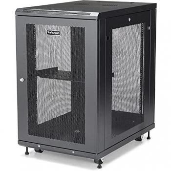 StarTech.com 19 18U Server Rack Cabinet - 4-Post Adjustable Depth 2 to 30 Network Equipment Rack Enclosure with Casters/Cable Management/1U Shelf/Locking Doors and Side Panels