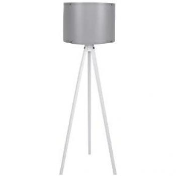 Lámpara de Pie Wellhome con Estructura de MDF Gris y Blanco, Pantalla de Polipropileno, Certificado CE