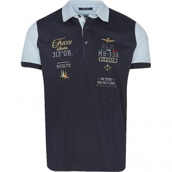Aeronautica Militare Blue Embroidered Polo Shirt Po1773, Male, Size: M