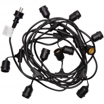 Guirnalda luminosa decorativa vintage MAFY LIGHT 6-7 metros con 10 bombillas E27 estilo industrial, color negro y acabado en cobre/verre