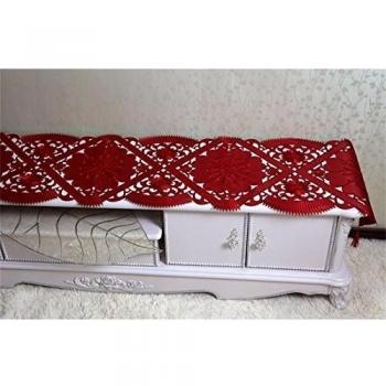 DELLT- trabajos de bordado completo de lujo mueble de televisión mesa de café paño camino de mesa centros de mesa tela bordada extremo hueco de la tela de toalla de la cama del pabellón pastoral