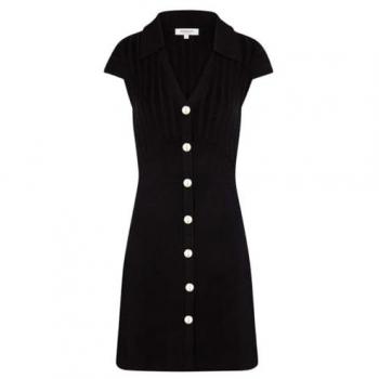 Morgan - Vestido corto ajustado de punto negro slim fit