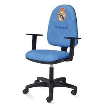 Real Madrid Silla de escritorio giratoria ergonómica con reposabrazos