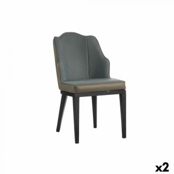 Sillón Concha Azul Negro Gris Acero 48 x 88 x 60 cm (2 Unidades) - Gift Decor Originalidad