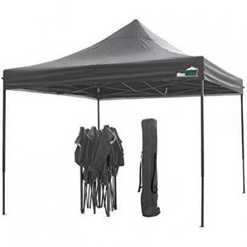 MaxxGarden Cenador desplegable, 3 x 3 m, impermeable, incluye funda, protección UV 50+, cenador plegable para jardín, color gris, selección de colores