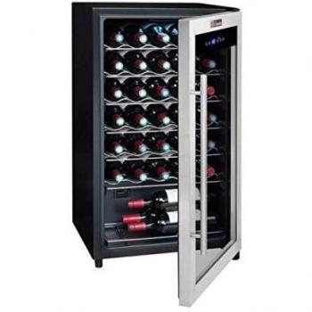 Vinoteca La Sommelière LS34A - Enfriador de vinos con capacidad para 34 botellas, iluminación LED táctil y diseño elegante en color negro