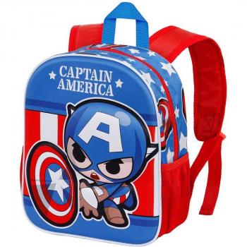 Mochila Marvel Capitán América 3D Pequeña Let's Go Karactermania Azul 31cm