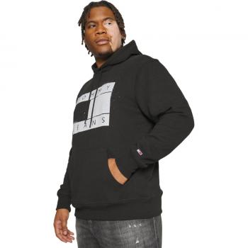 Tommy Jeans Men's Black Regular Fit Flag Spray Hoodie Size M