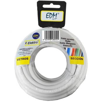 Carrete de cable paralelo 2x0,50mm blanco 5m (audio)