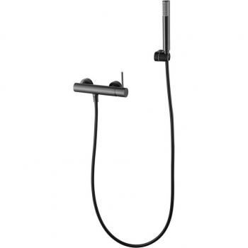 Kit de ducha monomando Monza Imex - Grifo de kit ducha Monza en acabado black gun metal, diseñado para un control fácil y preciso del agua, con un diseño moderno y elegante que se adapta a cualquier baño